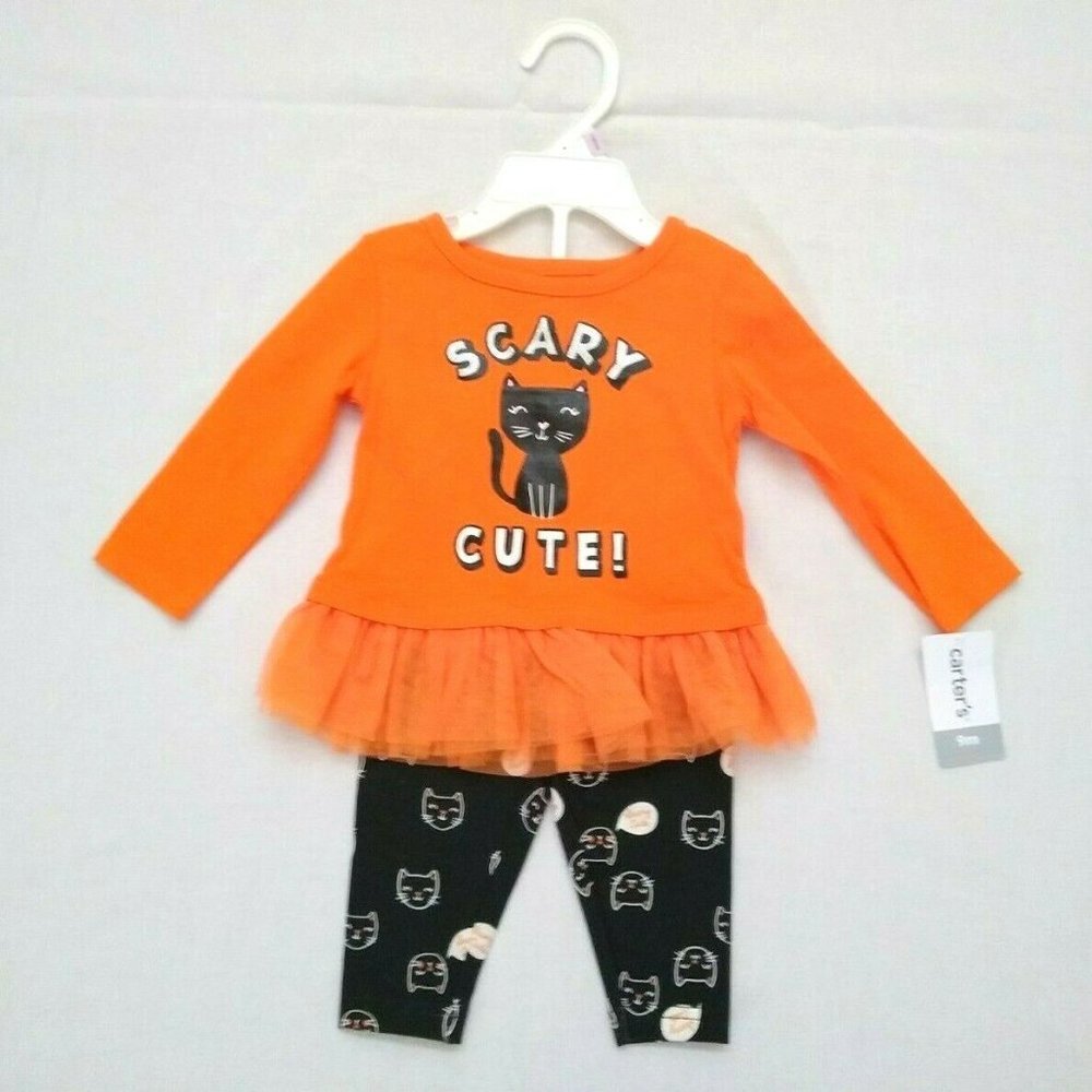 Carter's Halloween Black Cat Scary‎ Cute Top 9 mos - Picture 1 of 6